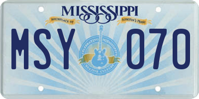 MS license plate MSY070