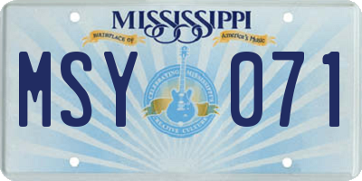 MS license plate MSY071