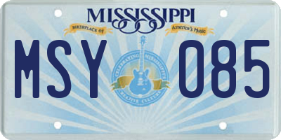 MS license plate MSY085