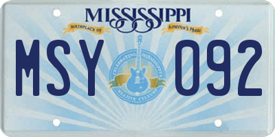 MS license plate MSY092