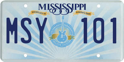 MS license plate MSY101