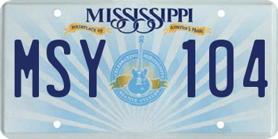 MS license plate MSY104
