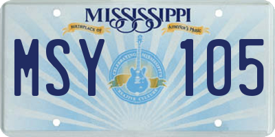 MS license plate MSY105