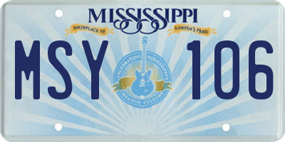 MS license plate MSY106