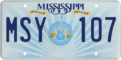 MS license plate MSY107