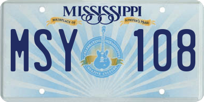 MS license plate MSY108
