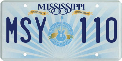 MS license plate MSY110