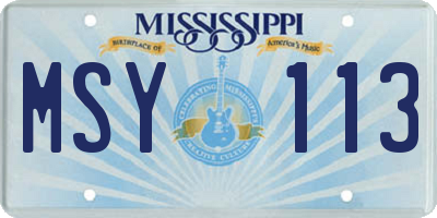 MS license plate MSY113