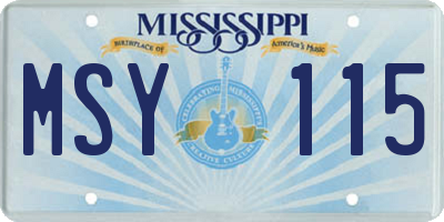 MS license plate MSY115