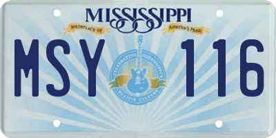 MS license plate MSY116
