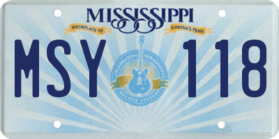 MS license plate MSY118