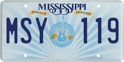 MS license plate MSY119