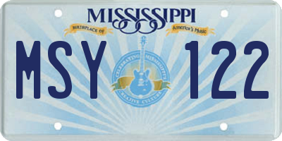 MS license plate MSY122