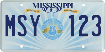 MS license plate MSY123