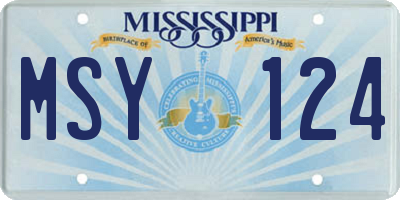MS license plate MSY124