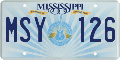 MS license plate MSY126