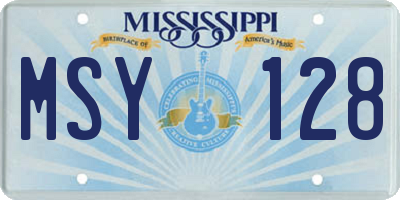 MS license plate MSY128