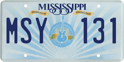 MS license plate MSY131