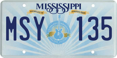 MS license plate MSY135