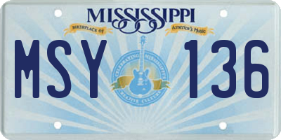 MS license plate MSY136