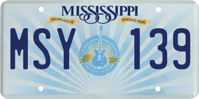 MS license plate MSY139