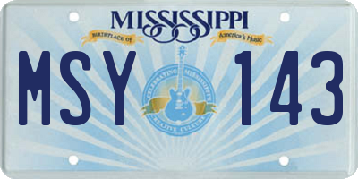 MS license plate MSY143