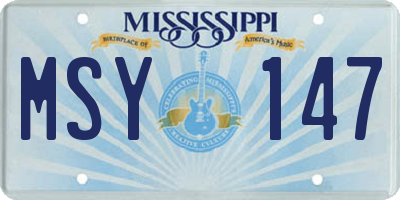 MS license plate MSY147