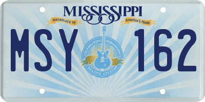 MS license plate MSY162