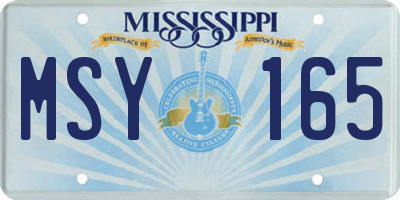 MS license plate MSY165