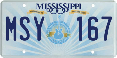 MS license plate MSY167