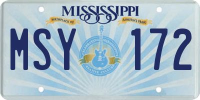 MS license plate MSY172
