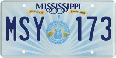 MS license plate MSY173
