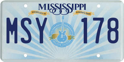 MS license plate MSY178