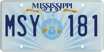 MS license plate MSY181