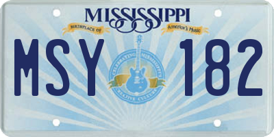 MS license plate MSY182