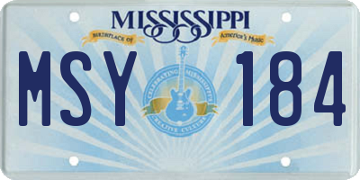 MS license plate MSY184