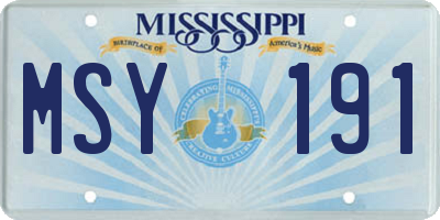 MS license plate MSY191