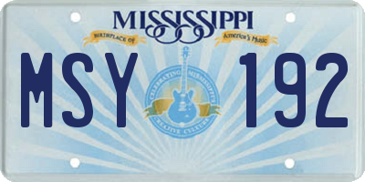 MS license plate MSY192