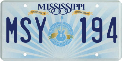 MS license plate MSY194
