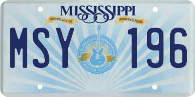 MS license plate MSY196