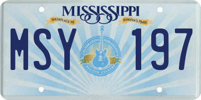 MS license plate MSY197