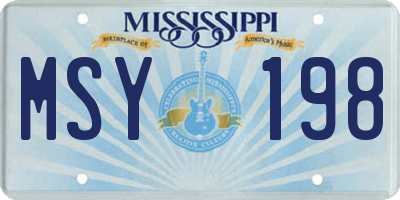 MS license plate MSY198