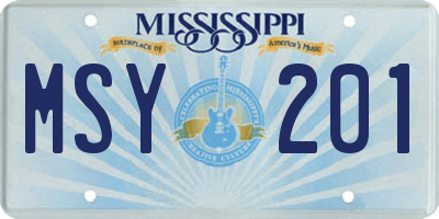 MS license plate MSY201