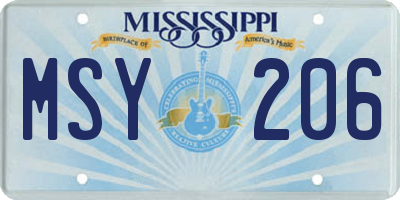 MS license plate MSY206