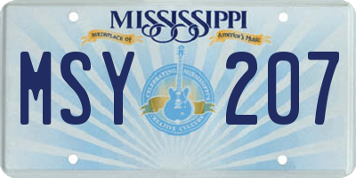 MS license plate MSY207