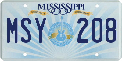 MS license plate MSY208