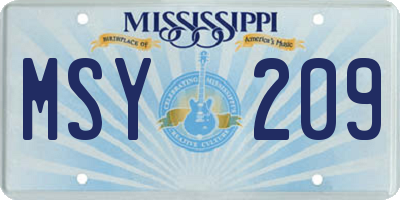 MS license plate MSY209