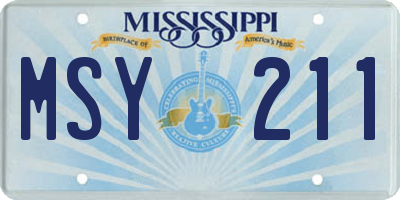 MS license plate MSY211