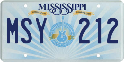 MS license plate MSY212