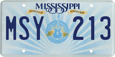 MS license plate MSY213